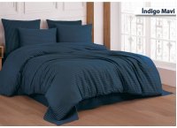 Постельное белье сатин страйп Cotton Shine - Indigo Mavi (Turkey), полуторный